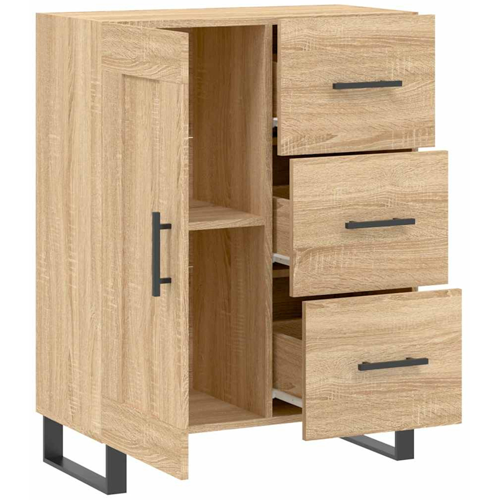 vidaXL Single Door 3 Drawer Sonoma Oak Sideboard Image 6