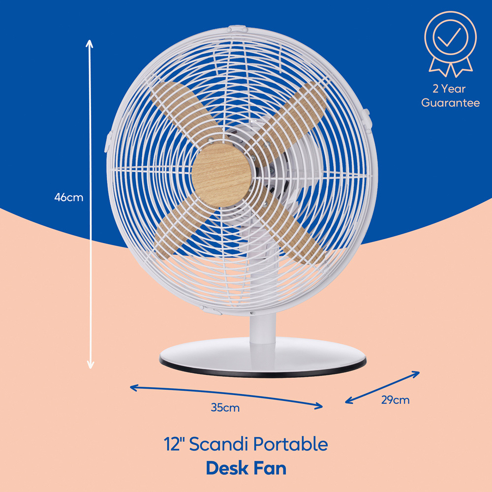 Russell Hobbs White Scandi Desk Fan 12 inch Image 8