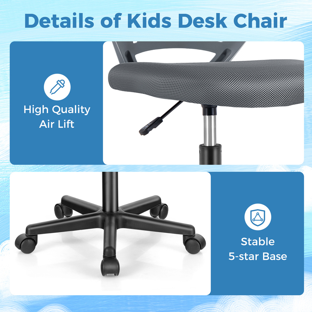 Costway Grey Ergonomic Children Study Chair Image 8