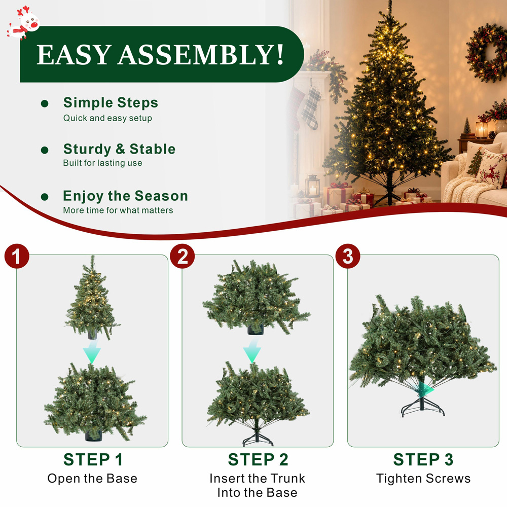 Abrihome 500 Warm White LED Pre-Lit Multi-Function Artificial Christmas Tree with 1512 Tips 8ft Image 5