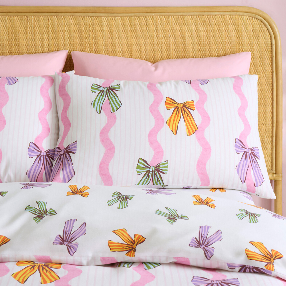 Retro Bows Bedding Set Pink Double Image 5