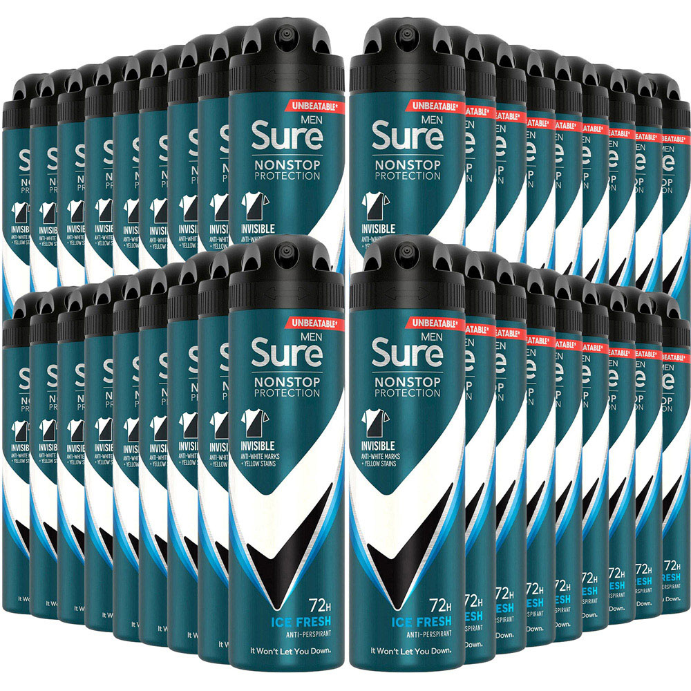 Sure Men Anti-Perspirant Invisible Ice Fresh Deodorant 150ml 36 Pack Image 1