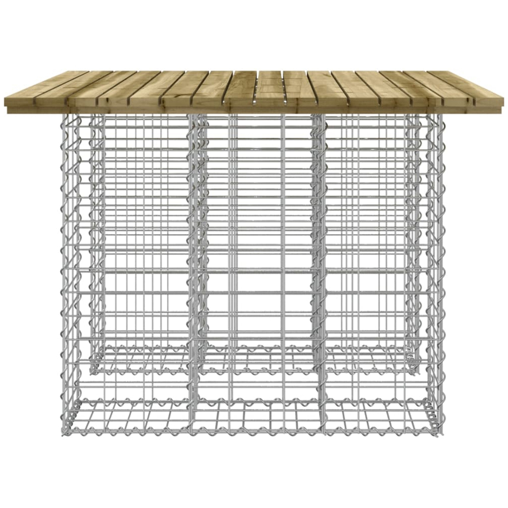 vidaXL Dark Brown Solid Impregnated Pine Wood Gabion Design Garden Table 102 x 100 x 72cm Image 3