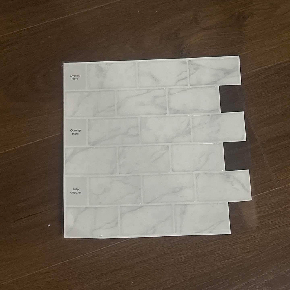 Living and Home White Marble Peel and Stick Wallpaper Tile 30 x 30cm 10 Pack Image 2