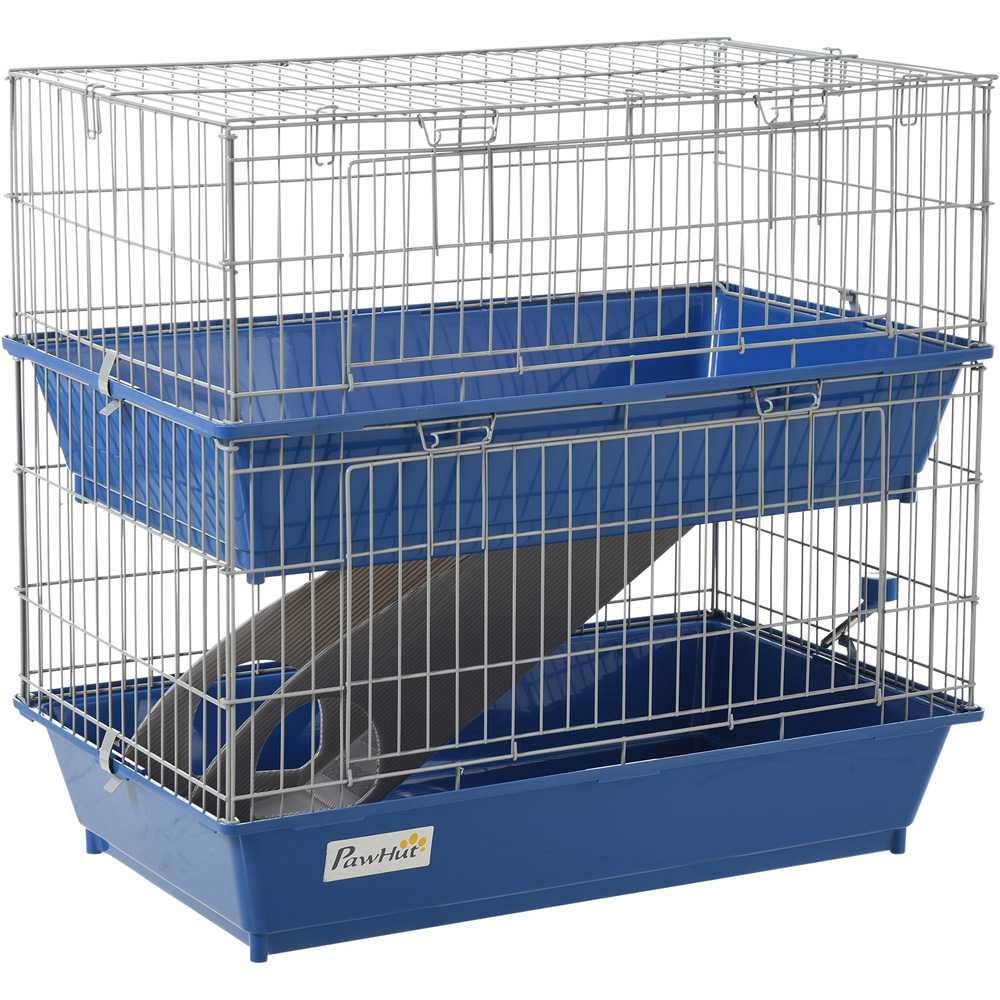 PawHut 2 Tier Small Animal Cage with Ramp and Food Dish Image 1