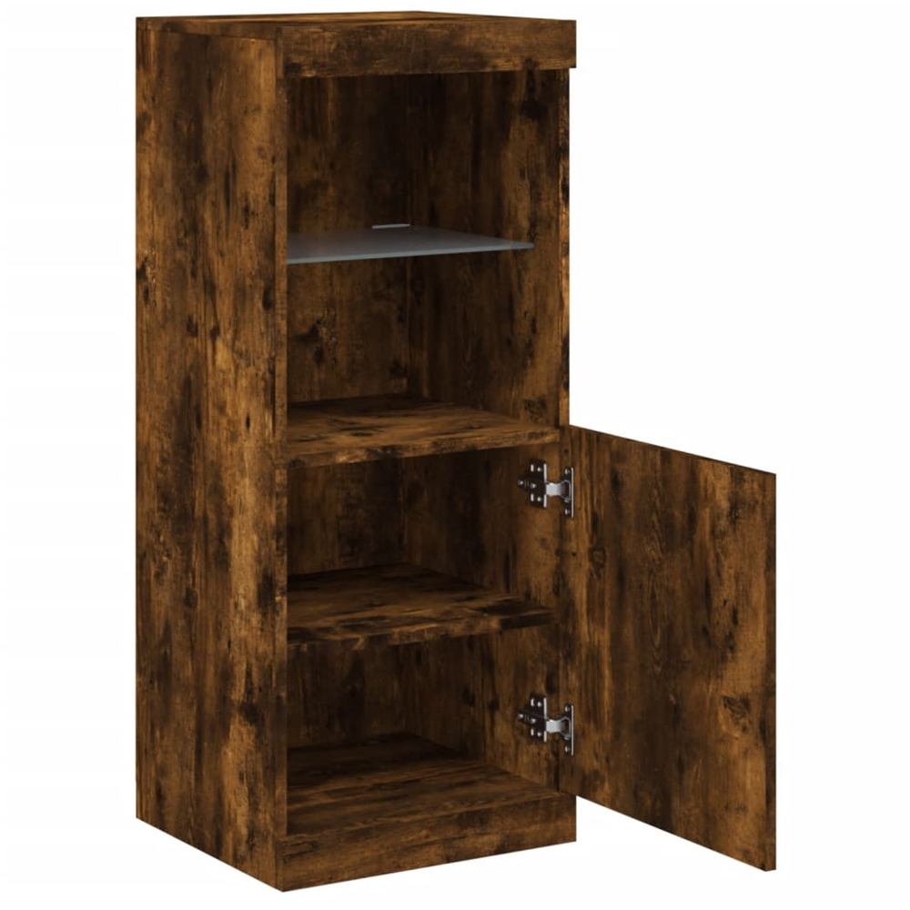 vidaXL Single Door 2 Shelf Smoked Oak Sideboard with RGB LED Lights Image 7