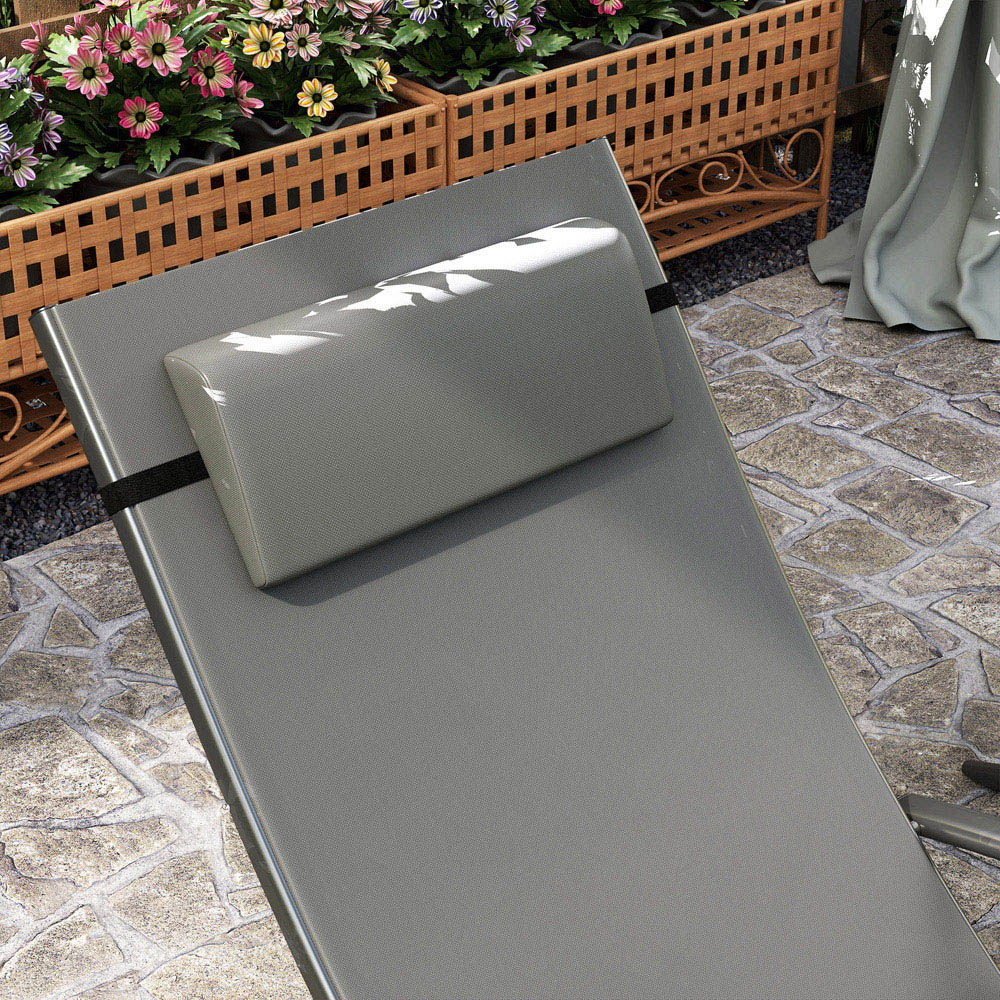 Outsunny Set of 2 Grey Folding Sun Lounger Image 3