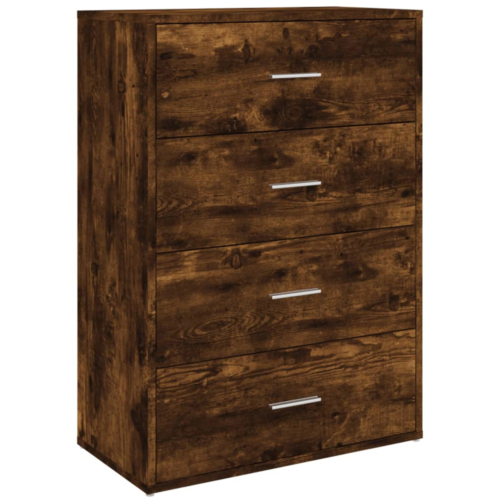vidaXL 4 Drawer Smoked Oak Wide Sideboard Image 2