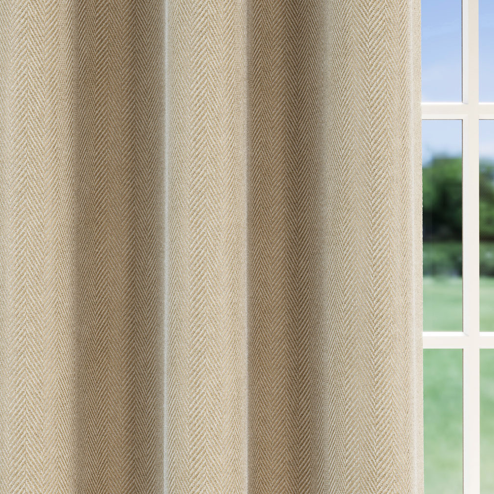 Enhanced Living Natural Herringbone Blackout Eyelet Thermal Curtains 117 x 137cm Image 3