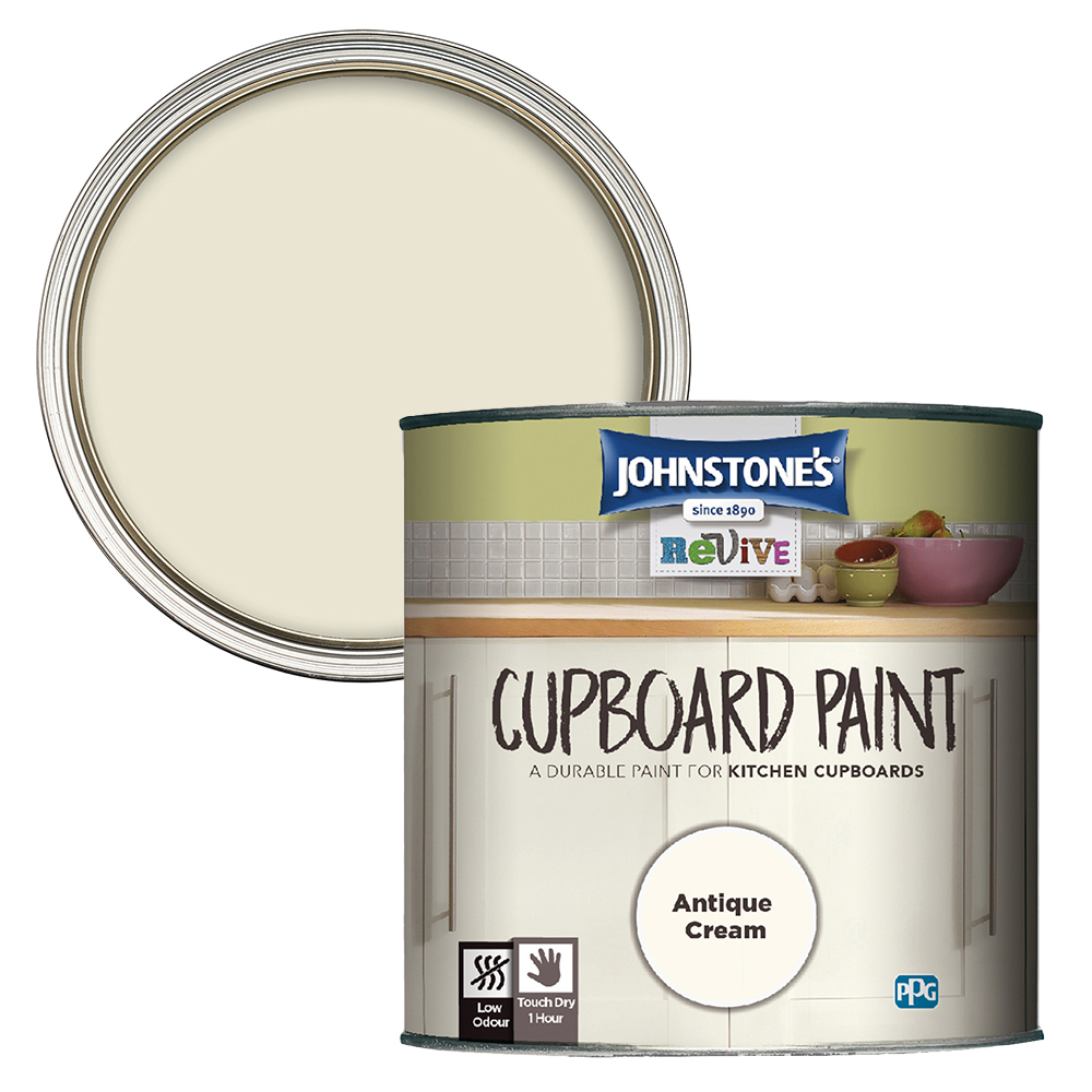 Johnstone's Revive Antique Cream Satin Cupboard Paint 750ml Image 1