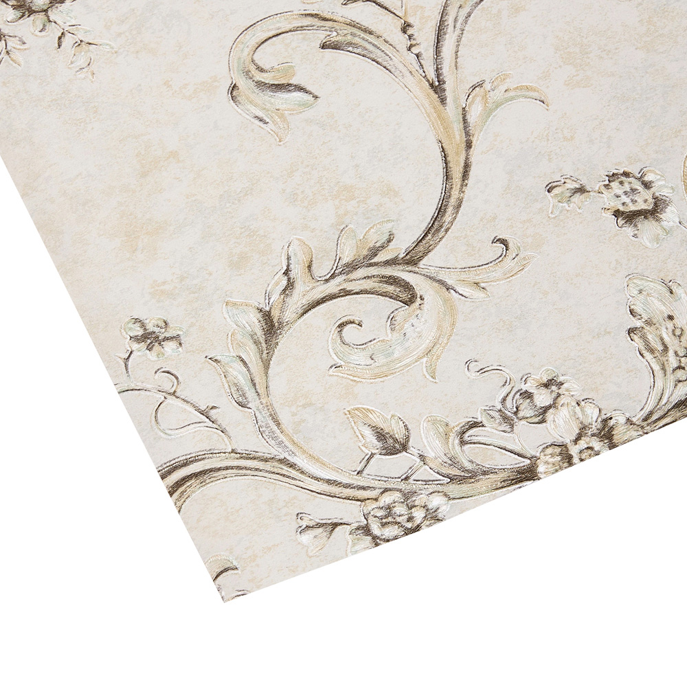 Living and Home Damask Pattern 3D Embossed Light Cream Non-Pasted Non-Woven Vintage Wallpaper Image 5