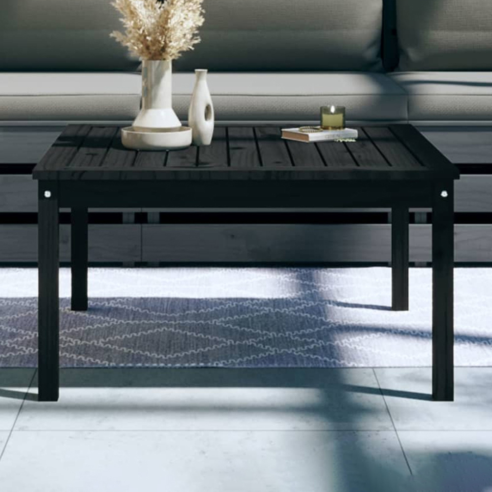 vidaXL Black Solid Pine Wood Slatted Garden Table 82.5 x 82.5cm Image 1
