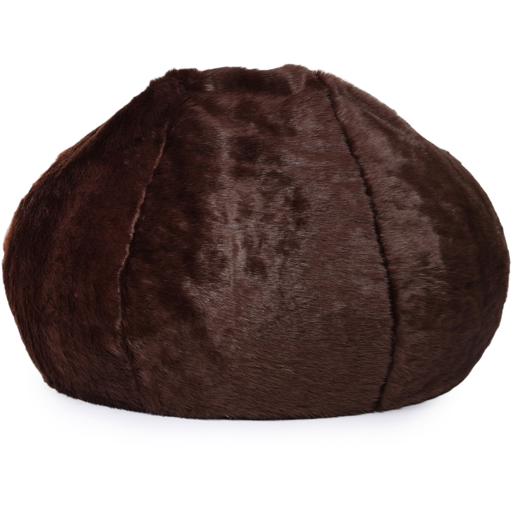 Kaikoo Areya Chocolate Brown Faux Fur XL Drum Footstool Image 7