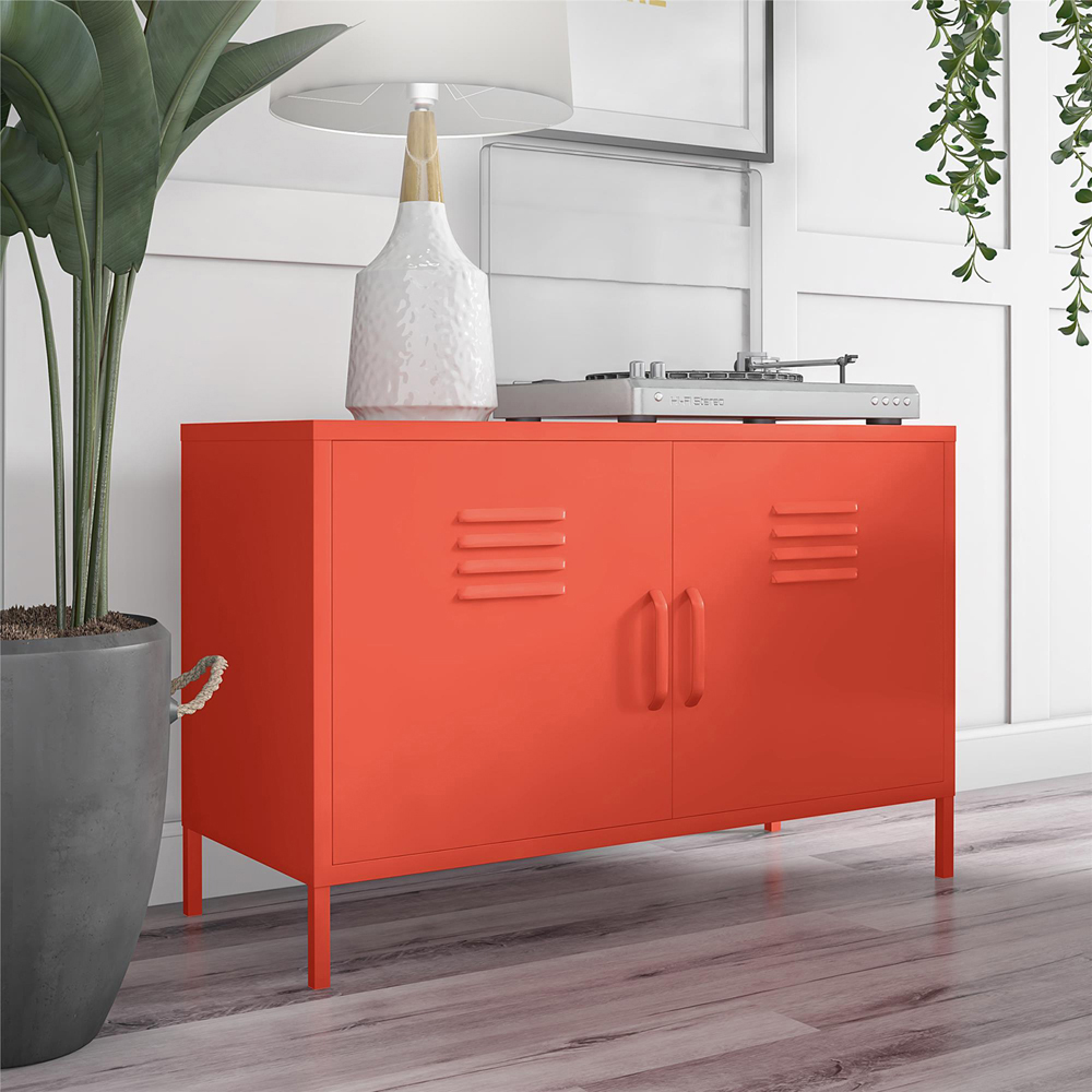 Novogratz Cache 2 Door 2 Shelf Orange Metal Locker Accent Cabinet Image 7