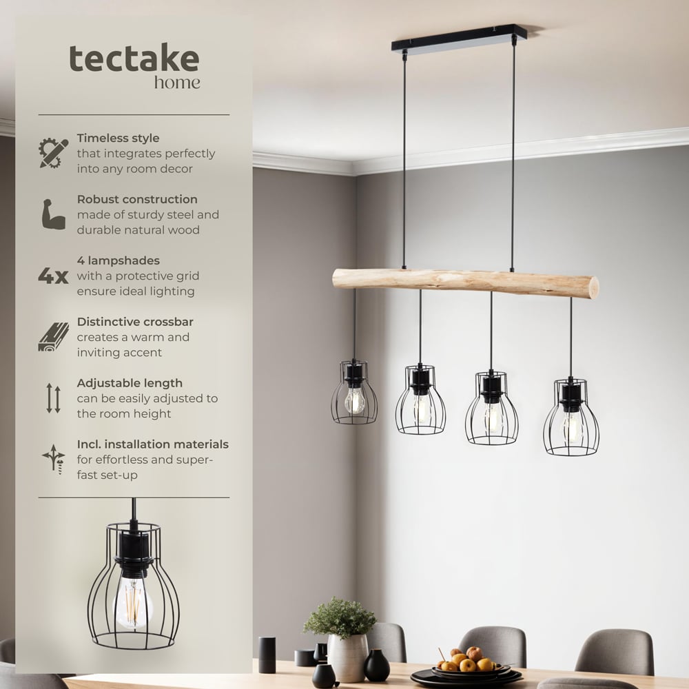 tectake Rustic Pendant Light 4 Pack Image 6