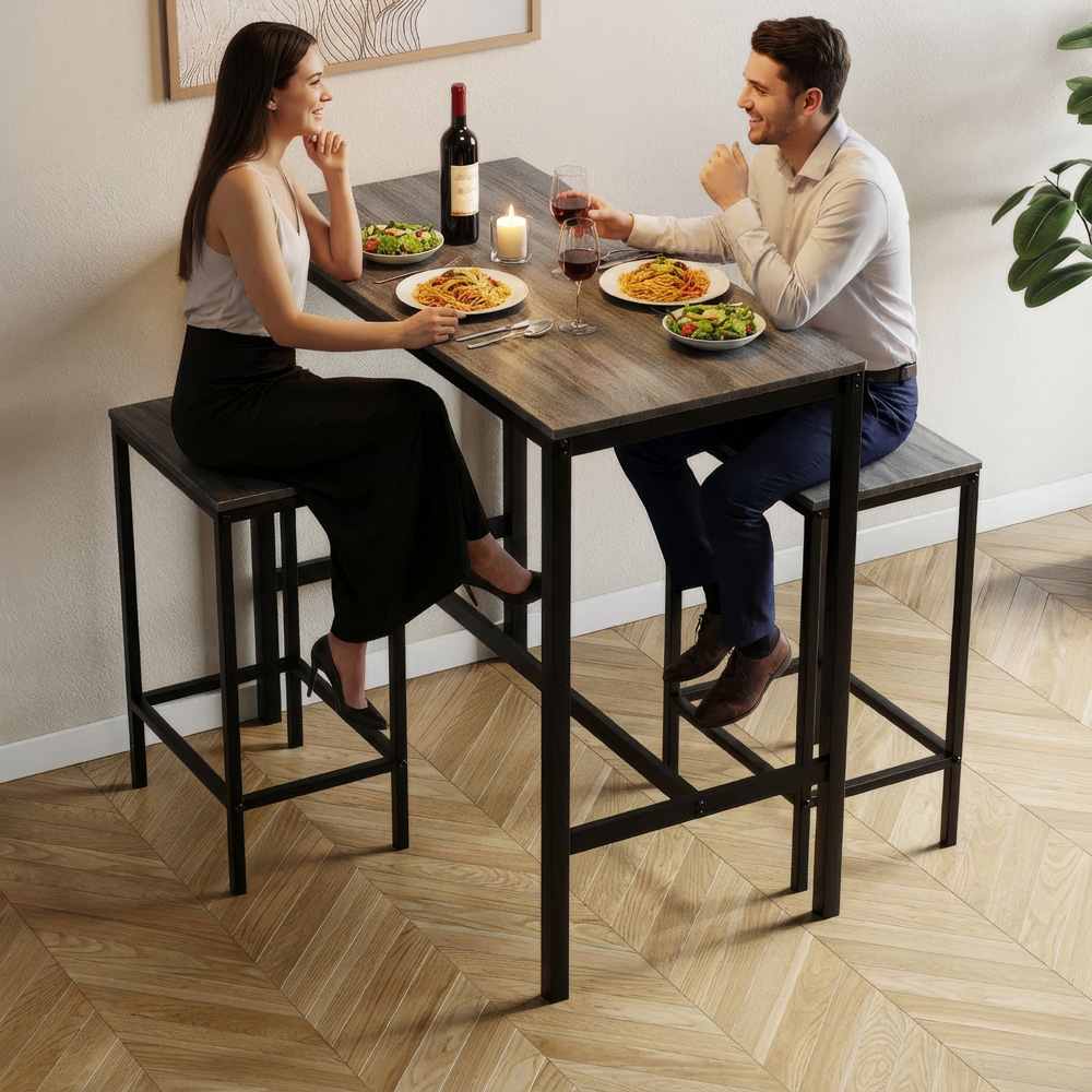 VIDA DESIGNS Roslyn 2 Seater Metal Frame Breakfast Table Set Grey Image 5
