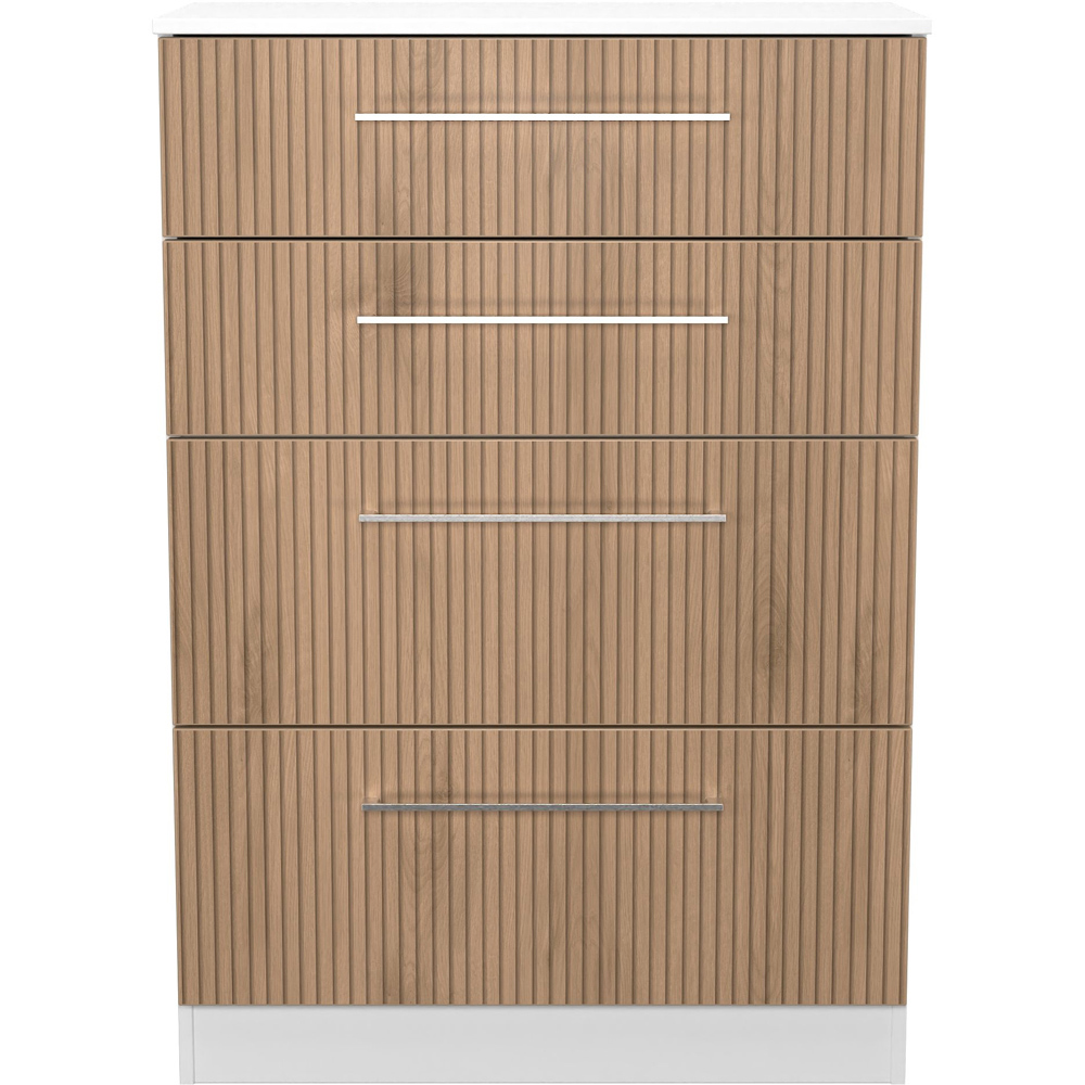 Crowndale Worcester 4 Drawer Slatt Effect and White Deep Chest of Drawers Ready Assembled Image 2