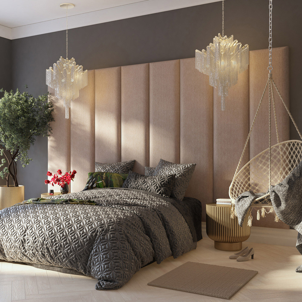 Aspire Furniture Llewelyn-Bowen Luxury Natural Saxon Twill Wall Mounted Headboard 45cm Image 3