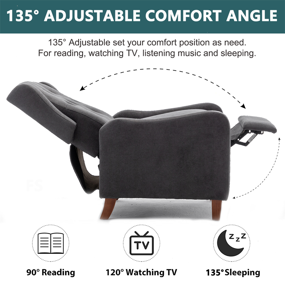Furniture One Grey Wing Back Pushback Recliner Armchair Image 8