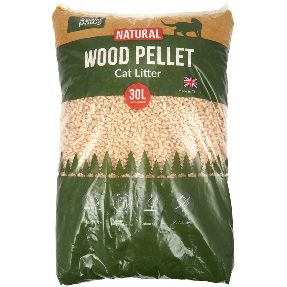 Clever Paws 30L Natural Wood Pellet Cat Litter Image 1