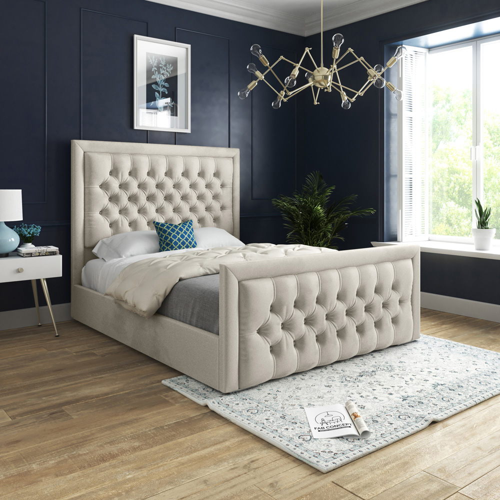 DS Living Kingston Super King Size Cream Soft Velvet Bed Frame Image 4