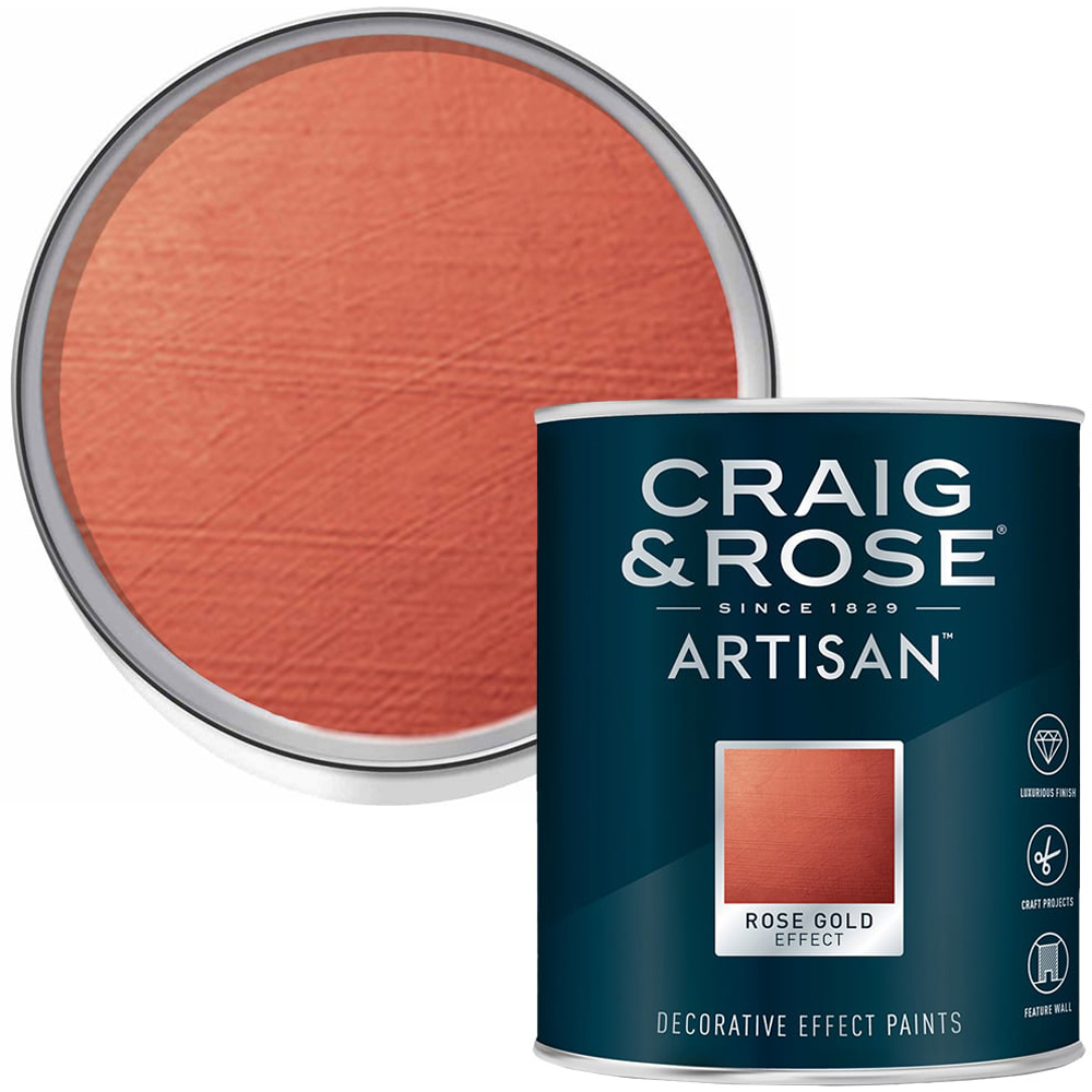 Craig & Rose Artisan Feature Wall Rose Gold Effect Paint 2.5L Image 1