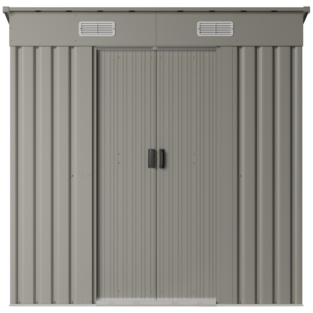 Living and Home 4 x 6ft Grey Metal Pent Garden Tool Shed Image 1