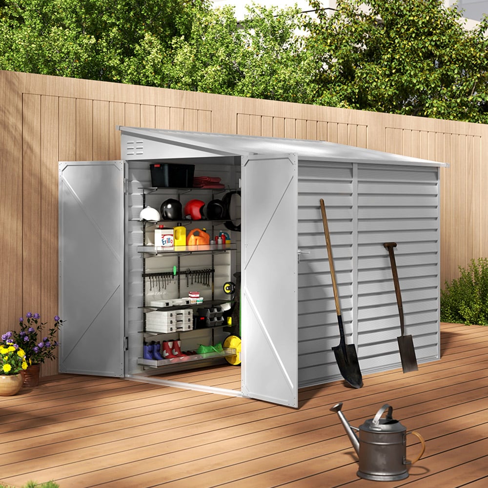 Living and Home 9 x 4.7ft White Weather Resistant Steel Storage Shed Image 7