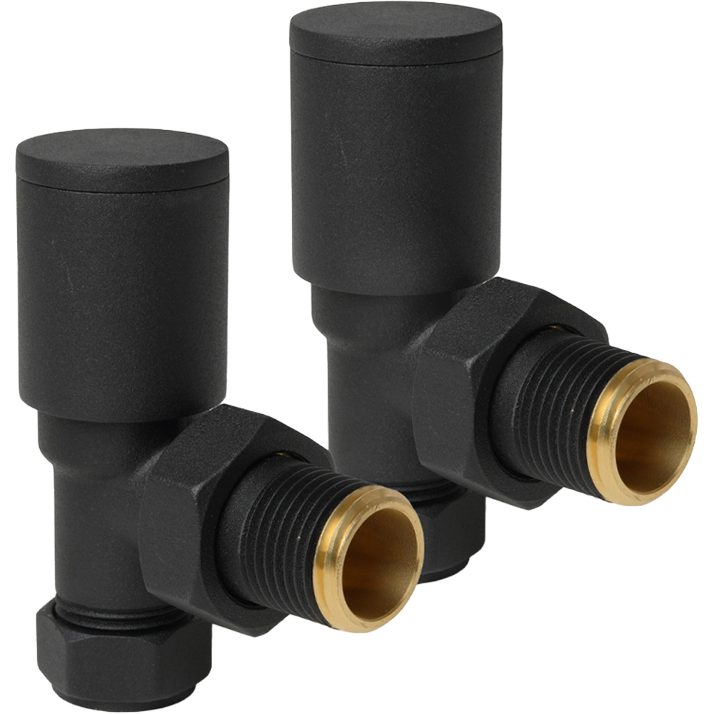 Go Bathrooms Black Angled Radiator Valve 15mm 2 Pack Image 1