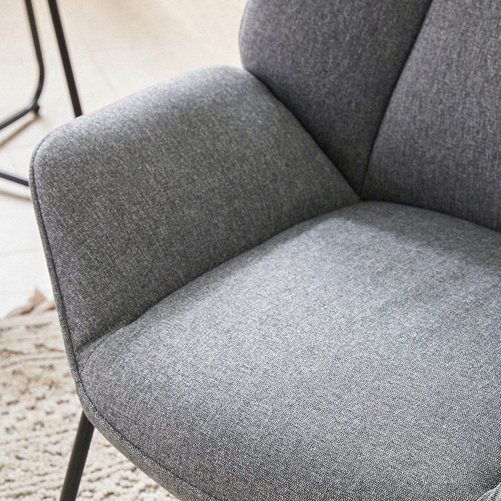 Living and Home Grey Minimalist Linen Armchair Image 6