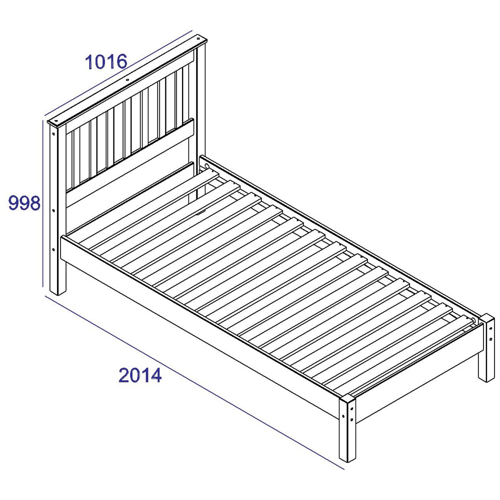 Core Products Corona Single Grey Slatted Low End Bed Frame Image 3