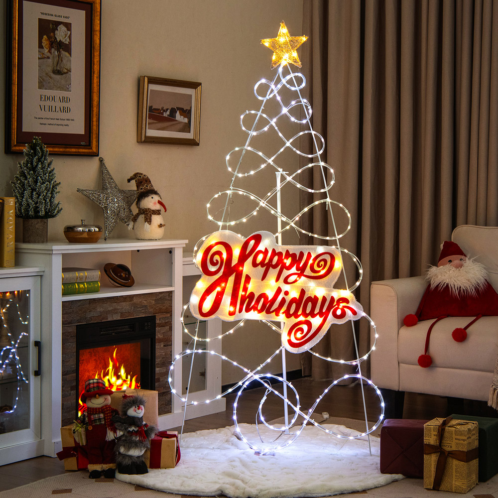 Costway 216 Warm LED Colour Changing Pre-Lit Artificial Christmas Tree 5ft Image 2