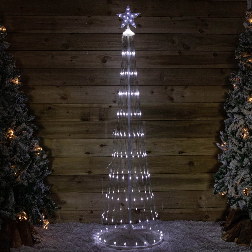 Samuel Alexander White LED Light Up Christmas Cone Tree 5.9ft Image 1