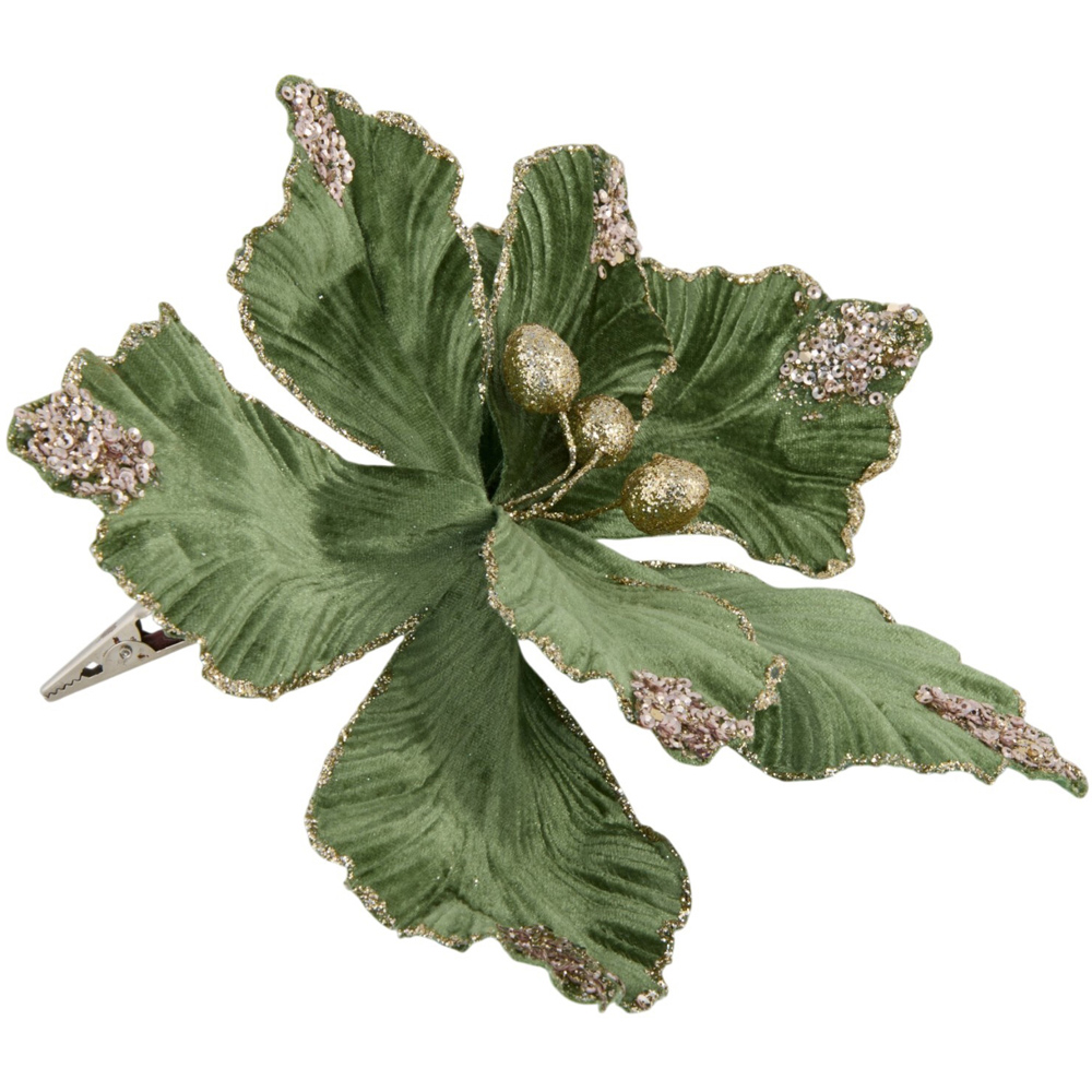 Glitter Tipped Flower Clip Green Image 1