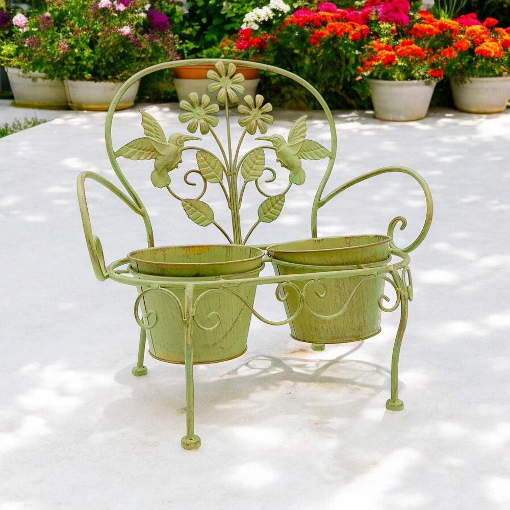 Acacia Home Leaf Green Metal Garden Planter 46cm Image 2