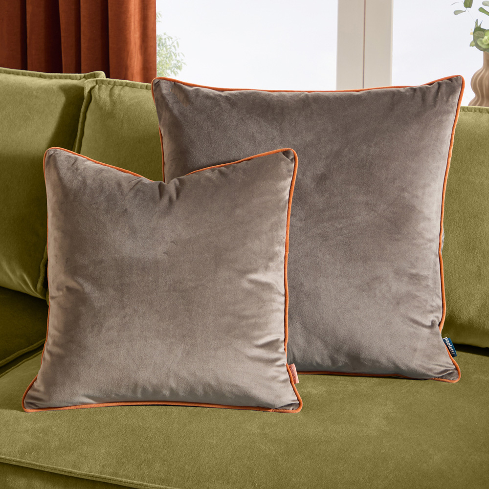 Furn Meridian Mocha and Pumpkin Velvet Cushion 45 x 45cm Image 5