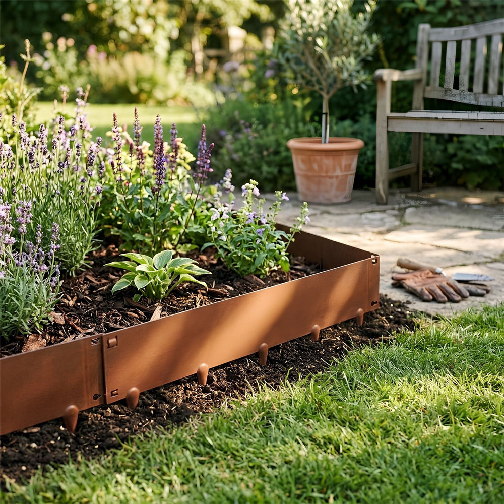 Harbour Housewares Rust Steel Lawn Edging 5m x 16cm 5 Pack Image 3