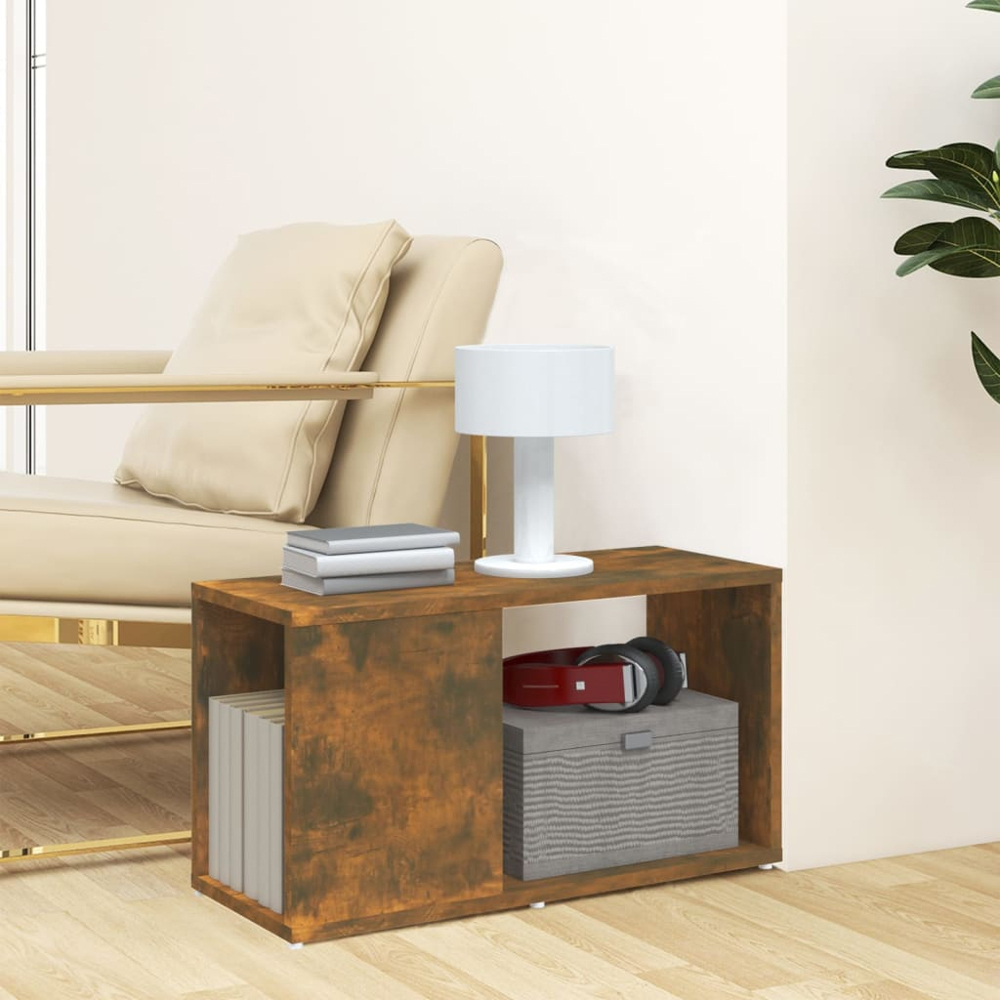 vidaXL Single Shelf Smoked Oak TV Cabinet Image 3