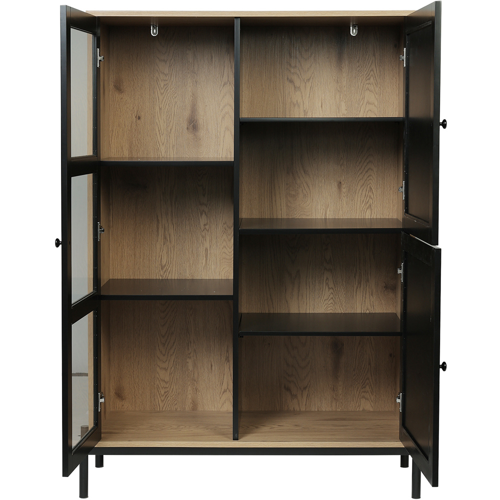 H&O Direct 3 Door Glass and Straw Storage Cabinet Image 3