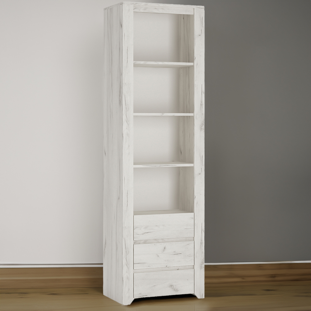 Florence Angel 3 Drawer 4 Shelf Tall Narrow Bookcase Image 1