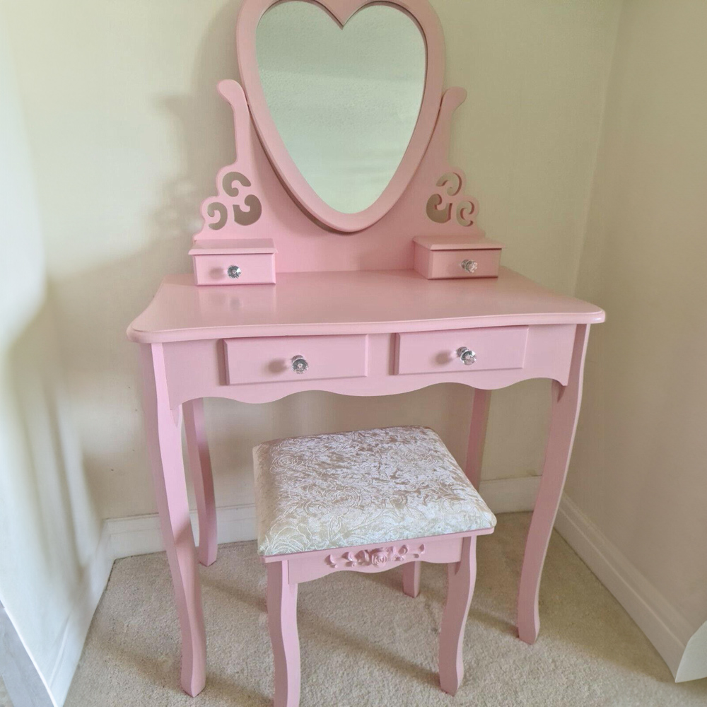 Portland 4 Drawer Pink Dressing Table Set Image 5