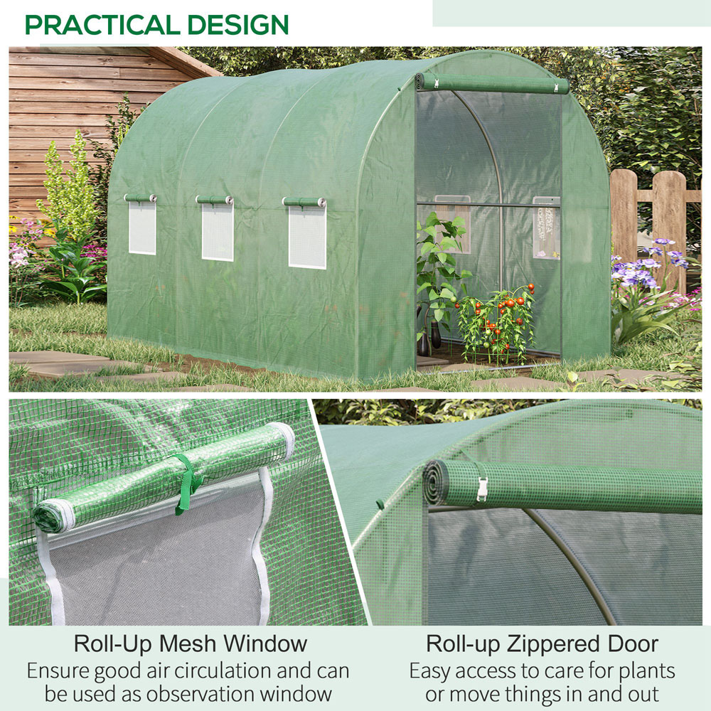 Outsunny Green Steel 9 x 6ft Walk In Greenhouse Image 4