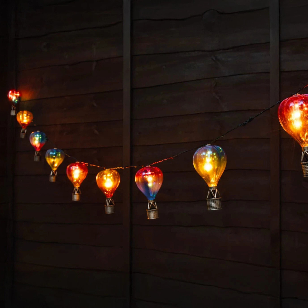 Garden Mile 10 Pack Multicolour Hot Air Balloon Solar LED String Light Image 3