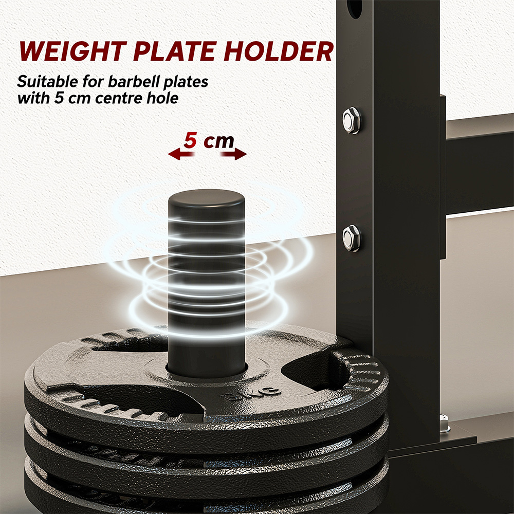 SPORTNOW Black Adjustable Barbell Squat Rack Image 7