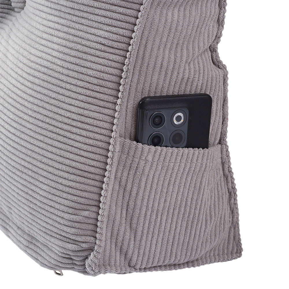 Living and Home Light Grey Corduroy Wedge Headboard Pillow with Side Pocket 180 x 50cm Image 6