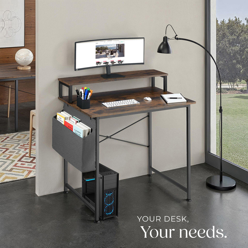 tectake Dark Wood Office Desk 80 x 55 x 90cm Image 7