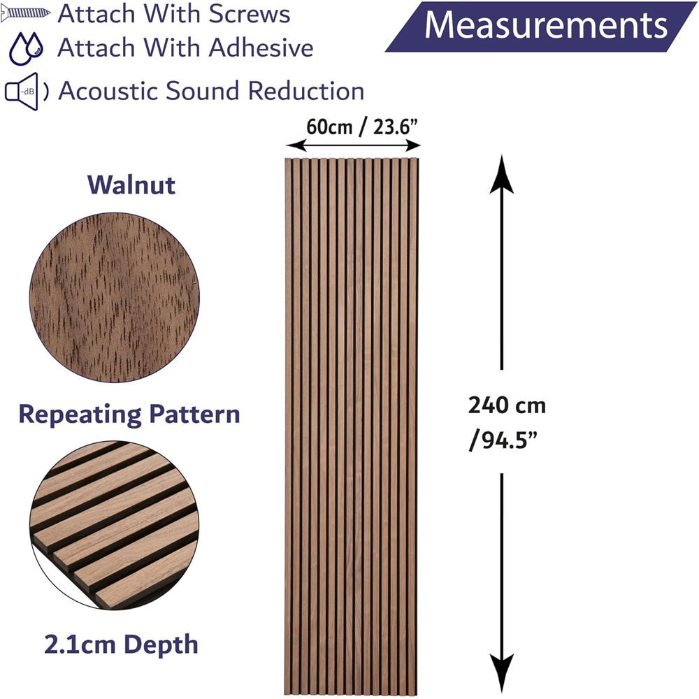 Home Treats Walnut Wooden 3D Acoustic Wall Panel 60 x 240cm Image 9