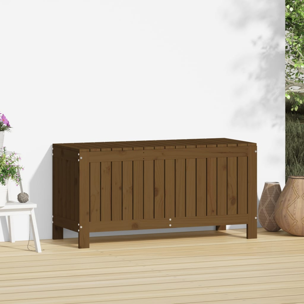 vidaXL 54 x 108 x 42.5cm Brown Pine Wood Garden Storage Box Image 2