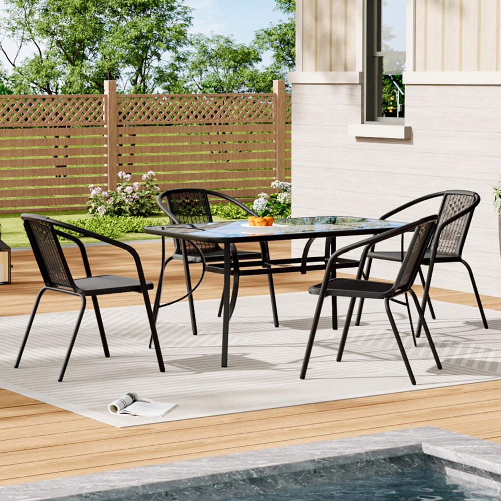 Living and Home Wicker 4 Seater Bistro Set Image 1