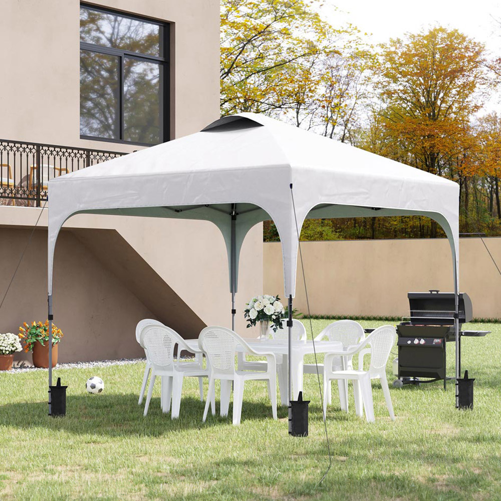 Outsunny 3 x 3m White Foldable Pop Up Gazebo with Carry Bag Image 1